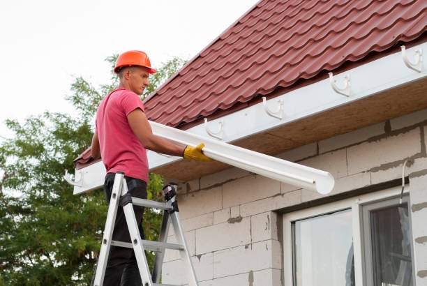 Gutter Installation by a Professional Worker